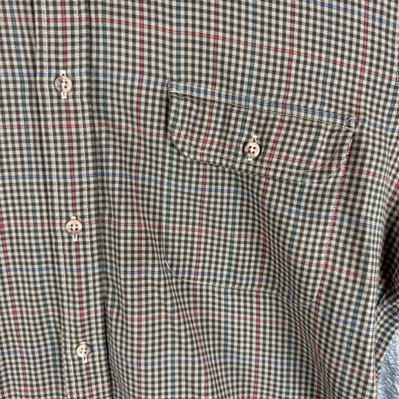 Enro Button Down Shirt Mens Medium Long Sleeve Plaid Brown Red Blue Pocket - Picture 3 of 8